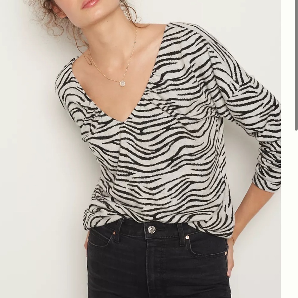 Maeve Anthropologie Taylor Zebra Striped Pullover